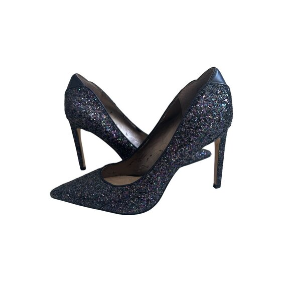 SAM EDELMAN Navy Blue Glitter Heels Size 7.5 - Picture 3 of 8